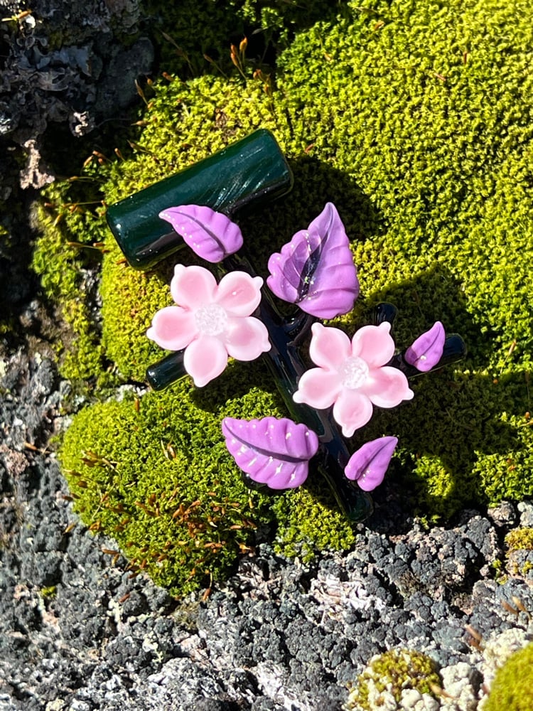 Image of Black & Pink Spring Flower Vine Pendant