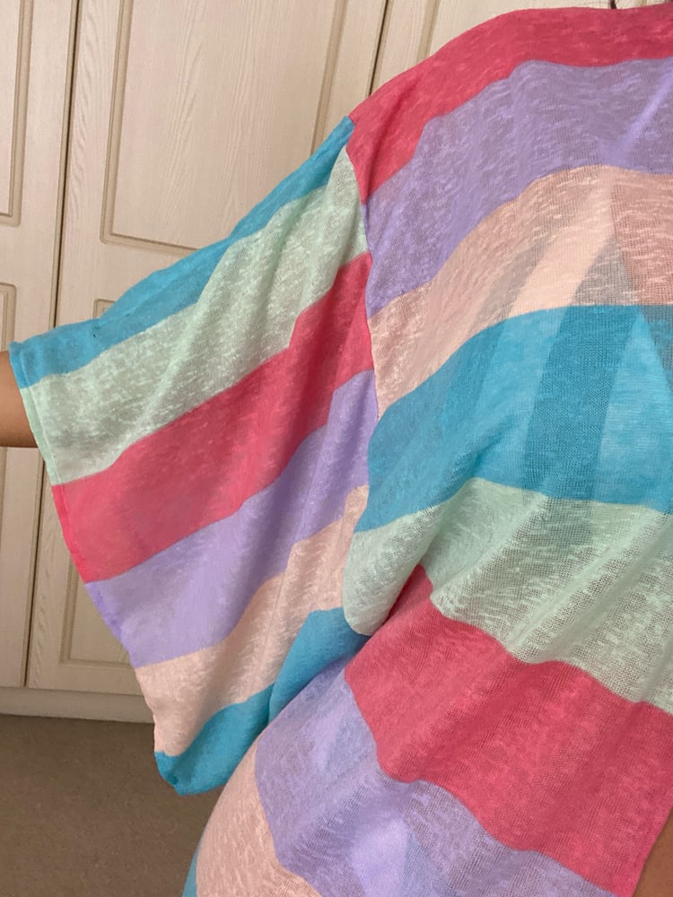 Image of Oversize Kimono Cover Up In Pastel Rainbow 