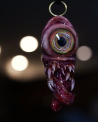 Image 15 of Color Burst Twisted tongue pendant, OOAK green purple orange blue Glow