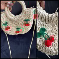 Image 1 of Cherry wicker handbag 