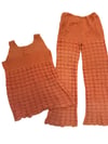 late 60s apricot crochet bellbottoms and tunic top
