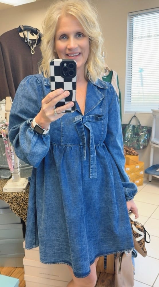 Image of Denim Bow Dress 