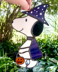 Image 1 of Stained Glass Halloween Snoopy