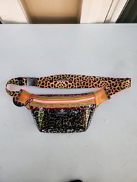 Image 5 of Clear leopard print vinyl fanny pack: Orange & Yellow
