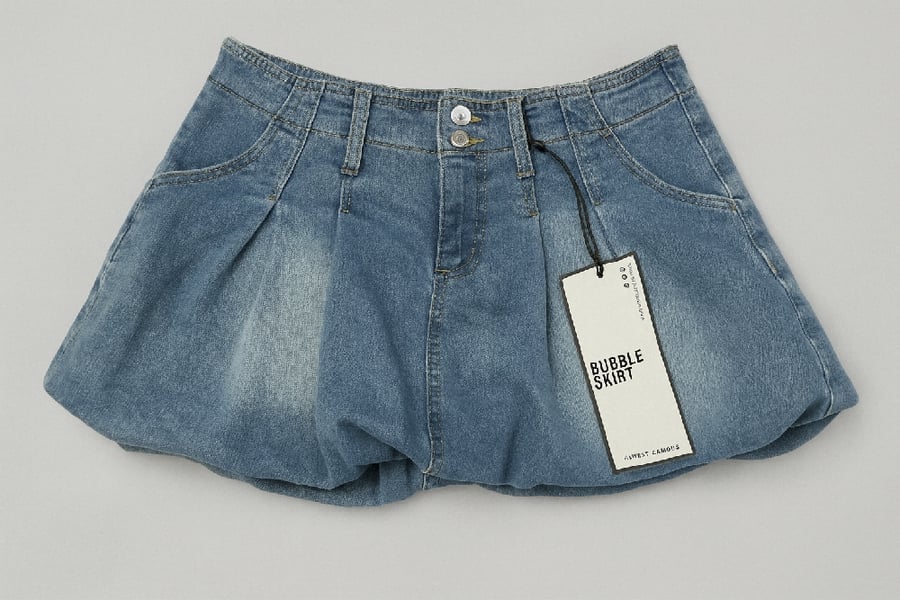 Image of Denim Bubble Mini Skirt