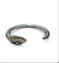 Image 3 of Ride the Sky 2ga Sterling Silver Plain Head Snake Cuff 6.25”-6.5”