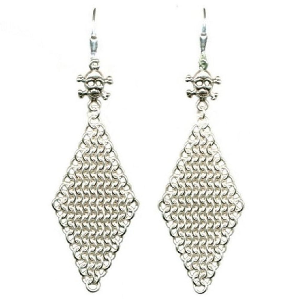 Dangling Chainmail Earrings, Solid Sterling Silver Chainmail