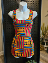 Image 1 of Kente Afro Plaid Women's Mini Dress | More Colors Available.