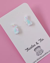 Image 4 of Gum Leaf Print Rabbit Studs - SKU 555