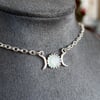 Iridescent Triple Moon Necklace