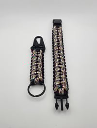 Image 4 of Crimson Static Set – Bracelet + Keychain | BlackhawkBraids #30