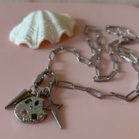 Image 3 of Carabiner Paperclip chain with gem cookie, star and spike