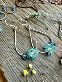 Image 3 of Large Spring Bouquet Earrings with Sapphire & Apatite