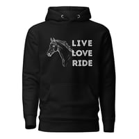 Image 2 of Unisex Hoodie, Live Love Ride Western Horse Unisex-Equestrian Cowgirl Graphic Hoodie
