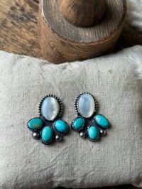 Image 1 of  Turquoise + Pearl Studs