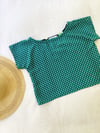 Ready Made Green Spotty Cropped T Top size 8 with free post 