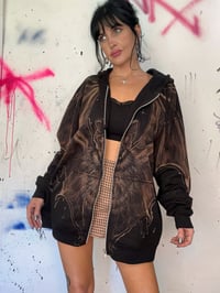 Image 4 of “BABY BAT” CUSTOM BLEACH PAINTED ZIP UP HOODIE XL