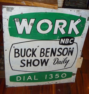 Image of Vintage Buck Benson NBC Porcelain Sign