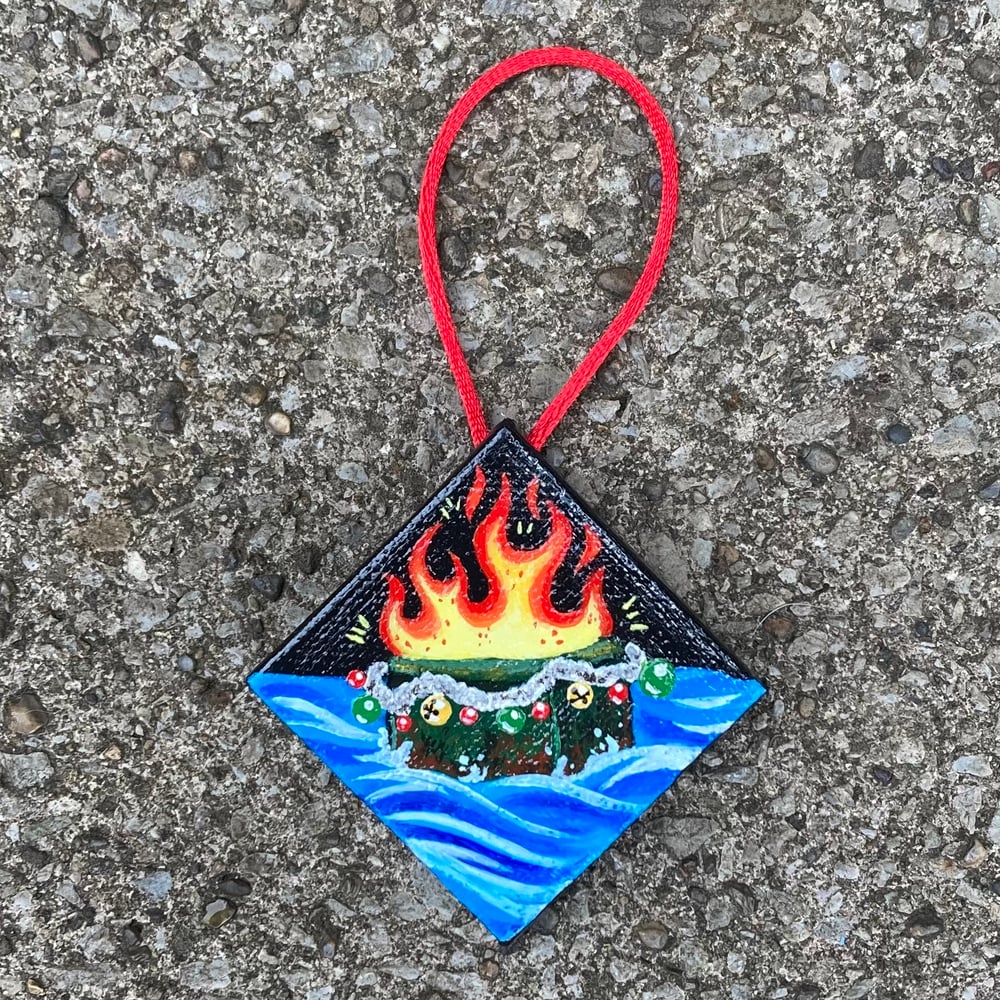 Image of Tiny Painting Ornament - Floating Dumpster Fire