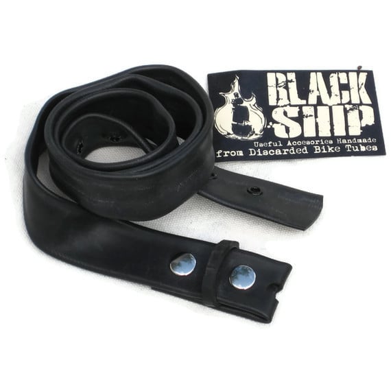 Utility Belt: Black Vegan Leather Bike Tube Rubber