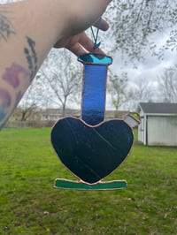 Image 3 of Stained Glass Heart Bong hanging (multiple)