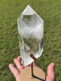 Image 9 of Polished Clear Quartz Crystal Point In Custom Stand #2914