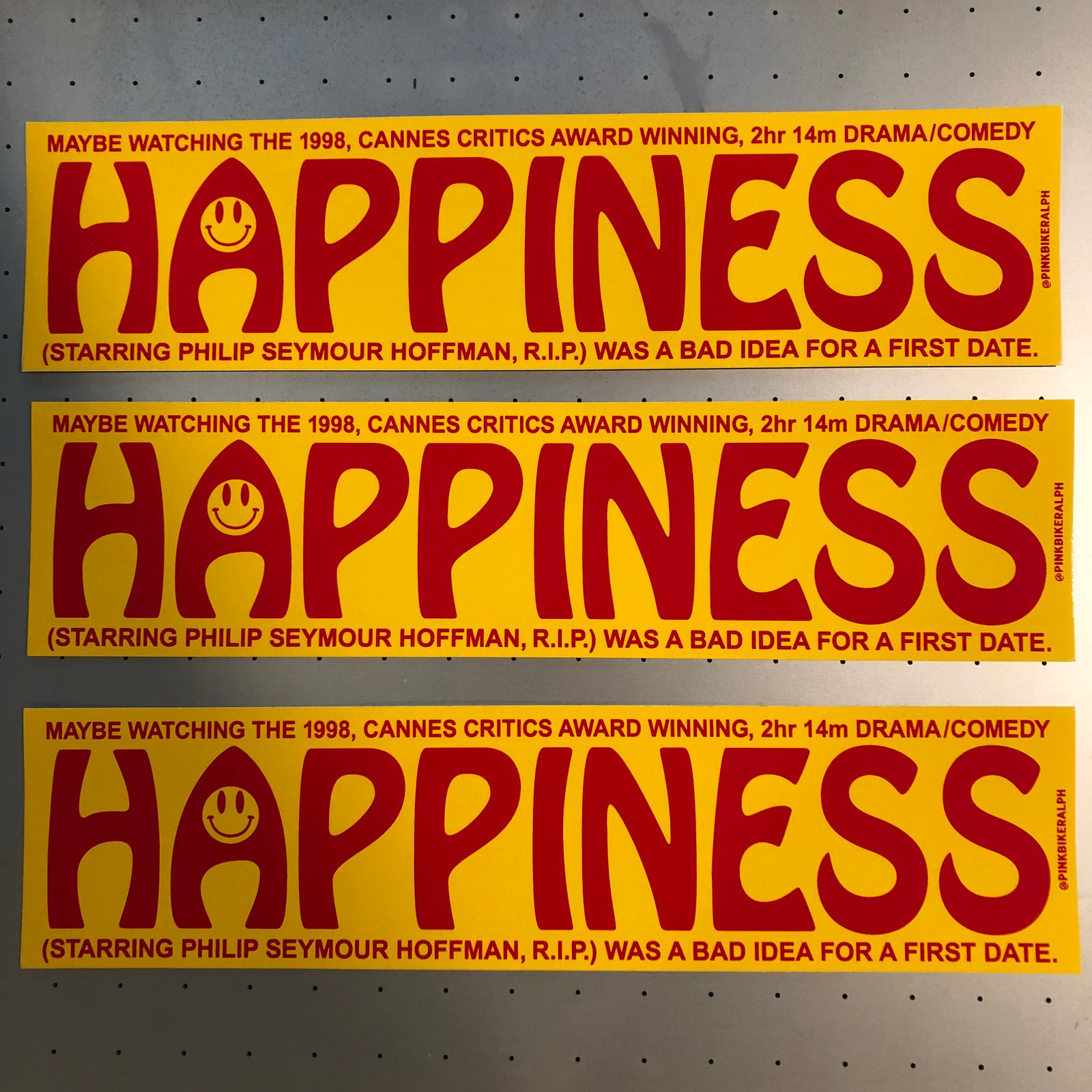 HAPPINESS - 12x3 Bumper Sticker | pinkbikeralph