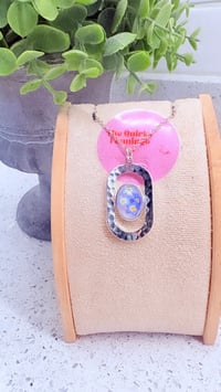 Hammered Oval Forget me Not Pendant