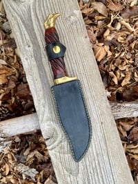 Image 2 of 7” Damascus blade with carved handle.