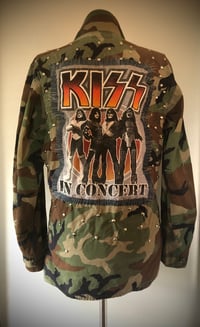 Image 2 of Upcycled “KISS” studded vintage army jacket 