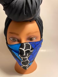 Image 3 of 3D Face Mask Blue Ankara African Print