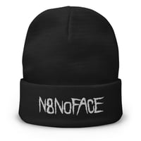 N8NOFACE Scratch logo Embroidered Black Beanie