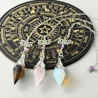 Image 5 of Original Crystal Pendulums for Divination Dowsing Natural Gem Stone Pendant Clear Quartz Amethysts R