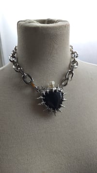 Image 8 of Obsidian and deer tooth heart statement necklace