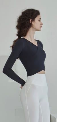 Image 2 of Pilates Banded Wrap Crop Tee- Basic 