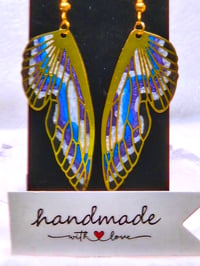 Image 1 of Handcrafted Resin Butterfly Wing Earrings 