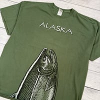 Image 3 of Vintage Alaska Trout Front & Back Green Tee - XXL