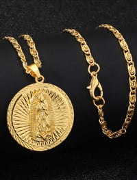 Image 1 of Virgin Mary round pedant Necklace 
