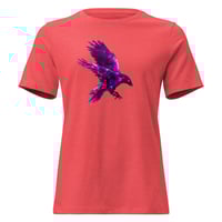 Image 4 of Women's Relaxed T-Shirt, Iridescent Purple Raven Mystical Crow Tee