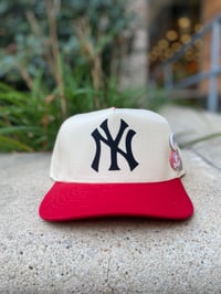 Image 1 of Yankee “ Never Lose” SnapBackHut Cream Red Brim