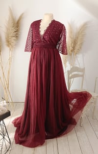 Image 5 of Burgundy dress for maternity photoshoot | Jenny | size S-M-L