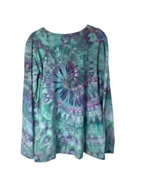Image 6 of 1XL Ladies Long-Sleeve Stretch Tee in Mermaid Spiral Ice Dye