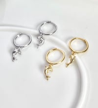 Image 2 of Dolphin Huggie Earrings