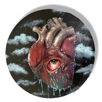 Image 1 of “FELT BY ONE, FELT BY ALL” ORIGINAL PAINTING ON CIRCLE PANEL 12”x12”
