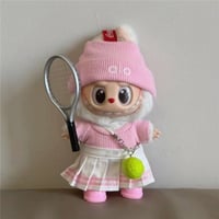 Image 6 of 15 17cm For Labubu Doll Badminton Sports Flat Hat Pants Clothes Sweater Pleated Skirt Outfit Clothin