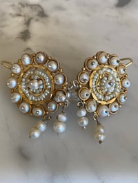 Image 1 of Oaxacan Pearl & Gold Earrings Earrings