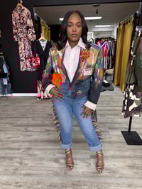 Image 3 of Custom Painted Crop Blazer