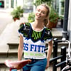 BossFitted Neon Green and Blue All-Over Print Crop Tee