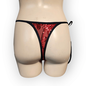 Image of Crimson Red Sequin Thong Bottom