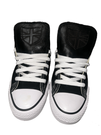 Image 3 of BLACK LEATHER SHIELD LOW TOP CHUCKS